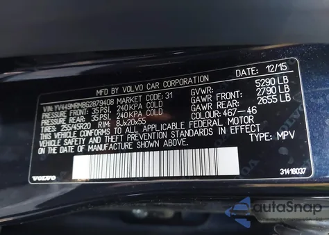 2016 Volvo Xc60 T6 Drive-E Platinum from USA, damaged, VIN YV449MRM8G2879408